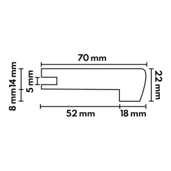Deschaumes Nez de marche Chêne l.70mm Long. 1m Parquet Ep. 14mm Brut