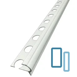 Lux Mosaic Nez de Marche Escalier Arrondi Argent Mat 11 mm Antiderapante Décoratif EXT/INT pour carrelage. L 2,5m.