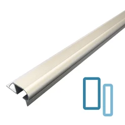 Nez de Marche Escalier Arrondi Argent Mat 13 mm Antiderapante Décoratif EXT/INT pour carrelage. L 2,5m.-Lux Mosaic Online