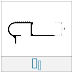 Nez de Marche Escalier Arrondi Argent Mat 13 mm Antiderapante Décoratif EXT/INT pour carrelage. L 2,5m.-Lux Mosaic Online