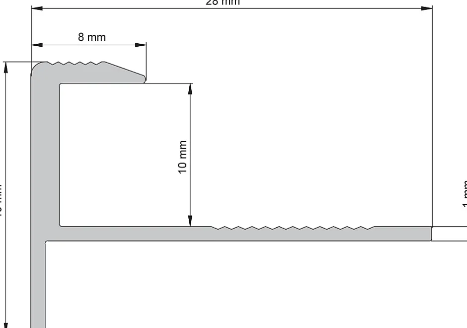 Diall Nez de marche extérieur carré aluminium brut argent lisse 28mmx250cm