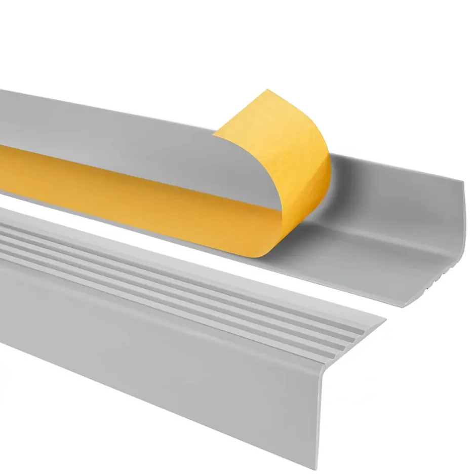 Quest Nez de marche PVC 50x42mm, , profilé d'escalier RGP, auto-adhésif, antidérapant, d'escalier-protection, gris clair, 1.3m