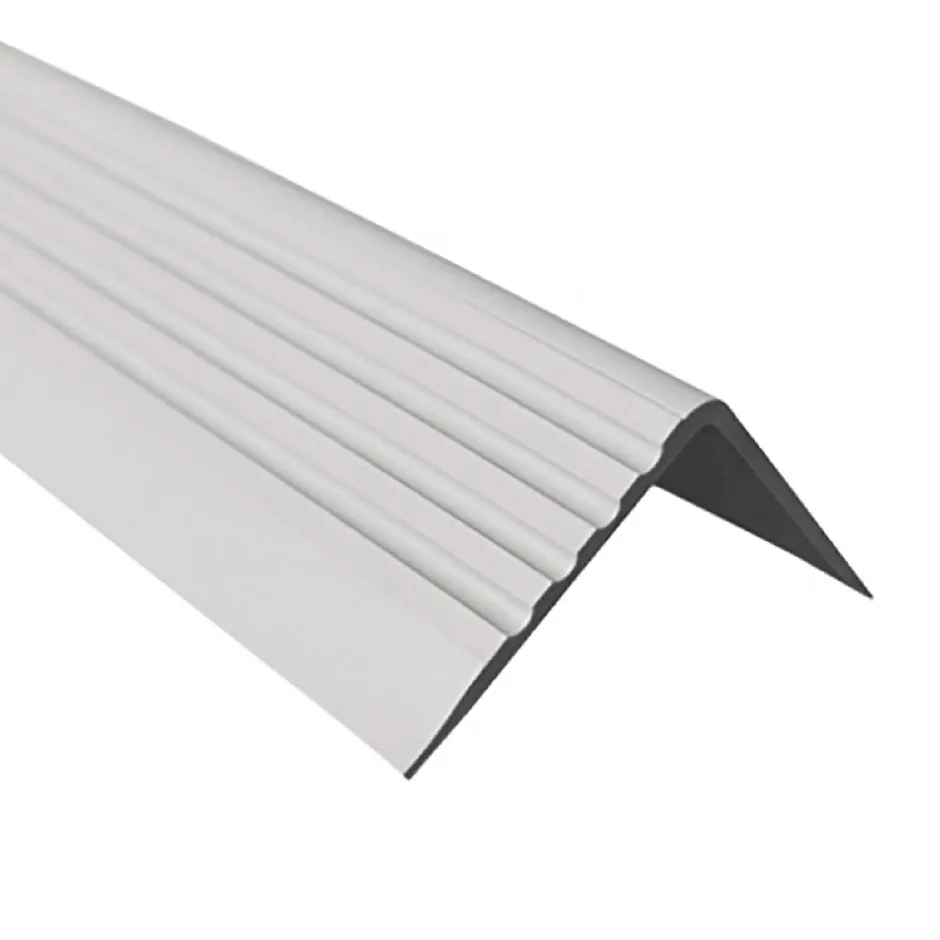 Quest Nez de marche PVC 50x42mm, , profilé d'escalier RGP, auto-adhésif, antidérapant, d'escalier-protection, gris clair, 1.3m