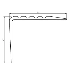 Nez de marche PVC 52x40mm, , profilé d'escalier RGP, antidérapant, d'escalier-protection, marron, 1.5m-Quest Outlet