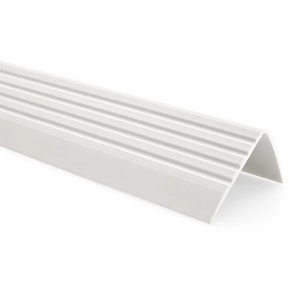 Quest Nez de marche PVC 50x42mm, , profilé d'escalier RGP, auto-adhésif, antidérapant, d'escalier-protection, blanc, 2m
