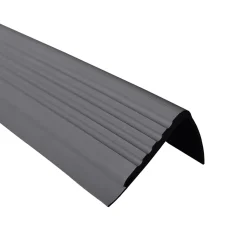 Nez de marche PVC 48x42mm, , profilé d'escalier PMW, auto-adhésif, antidérapant, d'escalier-protection, gris foncé, 1.3m-Quest