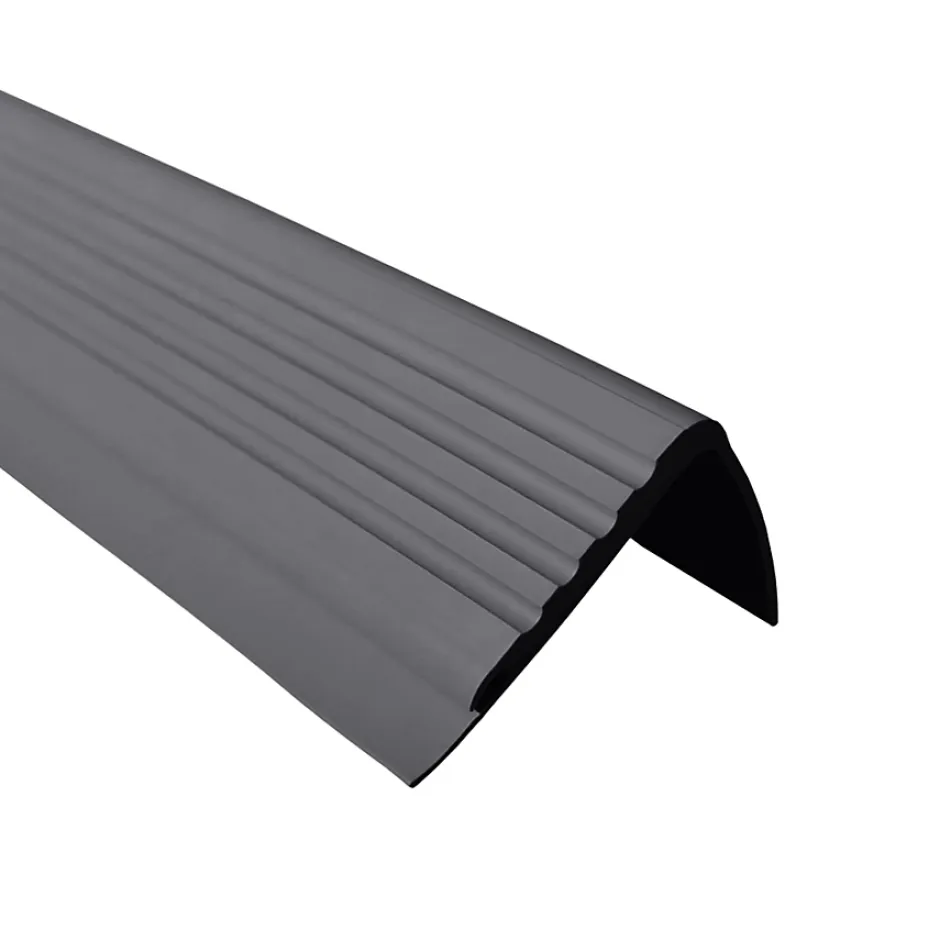 Nez de marche PVC 48x42mm, , profilé d'escalier PMW, auto-adhésif, antidérapant, d'escalier-protection, gris foncé, 1.3m-Quest