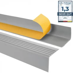 Quest Nez de marche PVC 50x42mm, , profilé d'escalier RGP, auto-adhésif, antidérapant, d'escalier-protection, gris, 1.8m