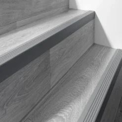 Quest Nez de marche PVC 50x42mm, , profilé d'escalier RGP, auto-adhésif, antidérapant, d'escalier-protection, gris clair, 2m