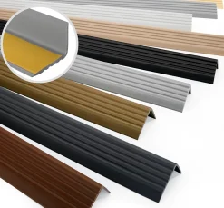 Nez de marche PVC 40x25mm, , profilé d'escalier ND, auto-adhésif, antidérapant, d'escalier-protection, gris clair, 1.3m-Quest Discount