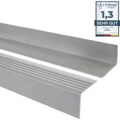 Nez de marche PVC 52x40mm, , profilé d'escalier RGP, antidérapant, d'escalier-protection, gris, 1.5m-Quest Discount