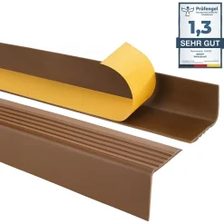 Quest Nez de marche PVC 50x42mm, , profilé d'escalier RGP, auto-adhésif, antidérapant, d'escalier-protection, marron, 1.8m