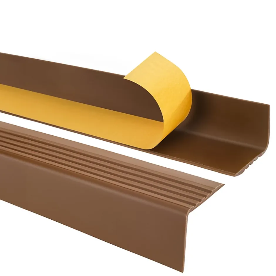 Quest Nez de marche PVC 50x42mm, , profilé d'escalier RGP, auto-adhésif, antidérapant, d'escalier-protection, marron, 1.8m