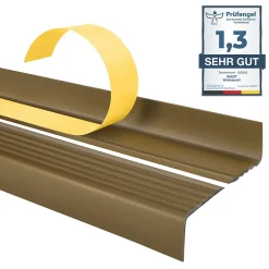 Nez de marche PVC 40x25mm, , profilé d'escalier ND, auto-adhésif, antidérapant, d'escalier-protection, laiton, 1.3m-Quest New