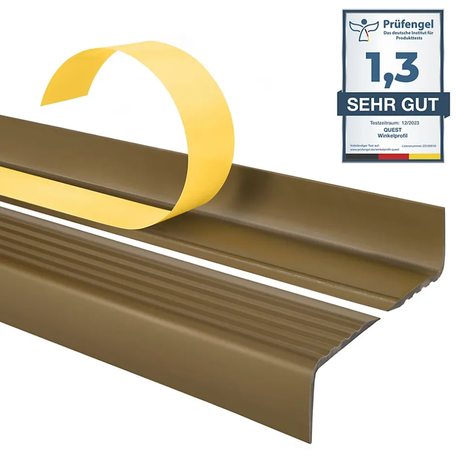 Nez de marche PVC 40x25mm, , profilé d'escalier ND, auto-adhésif, antidérapant, d'escalier-protection, laiton, 0.8m-Quest Clearance