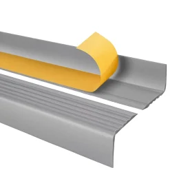 Quest Nez de marche PVC 50x42mm, , profilé d'escalier RGP, auto-adhésif, antidérapant, d'escalier-protection, argenté, 1.3m