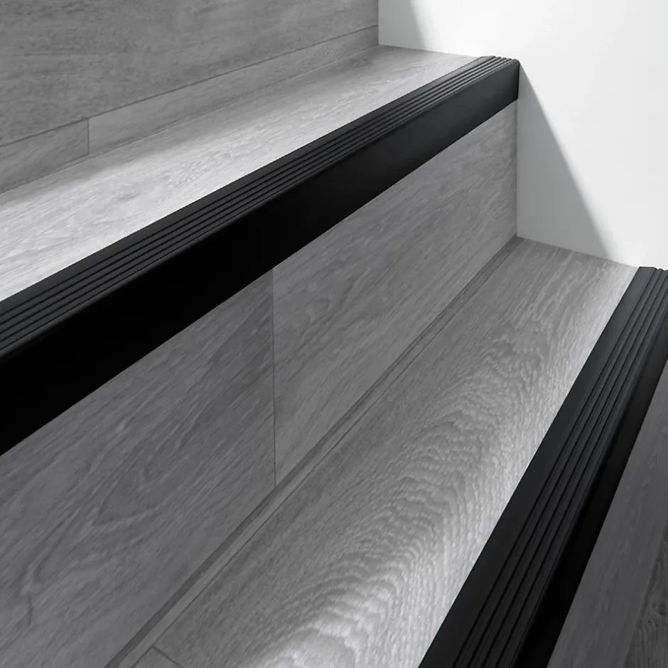 Quest Nez de marche PVC 50x42mm, , profilé d'escalier RGP, auto-adhésif, antidérapant, d'escalier-protection, noir, 1.8m
