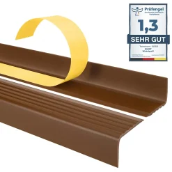 Nez de marche PVC 40x25mm, , profilé d'escalier ND, auto-adhésif, antidérapant, d'escalier-protection, marron, 1.3m-Quest Discount
