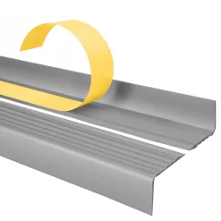 Nez de marche PVC 40x25mm, , profilé d'escalier ND, auto-adhésif, antidérapant, d'escalier-protection, argenté, 1.65m-Quest Discount
