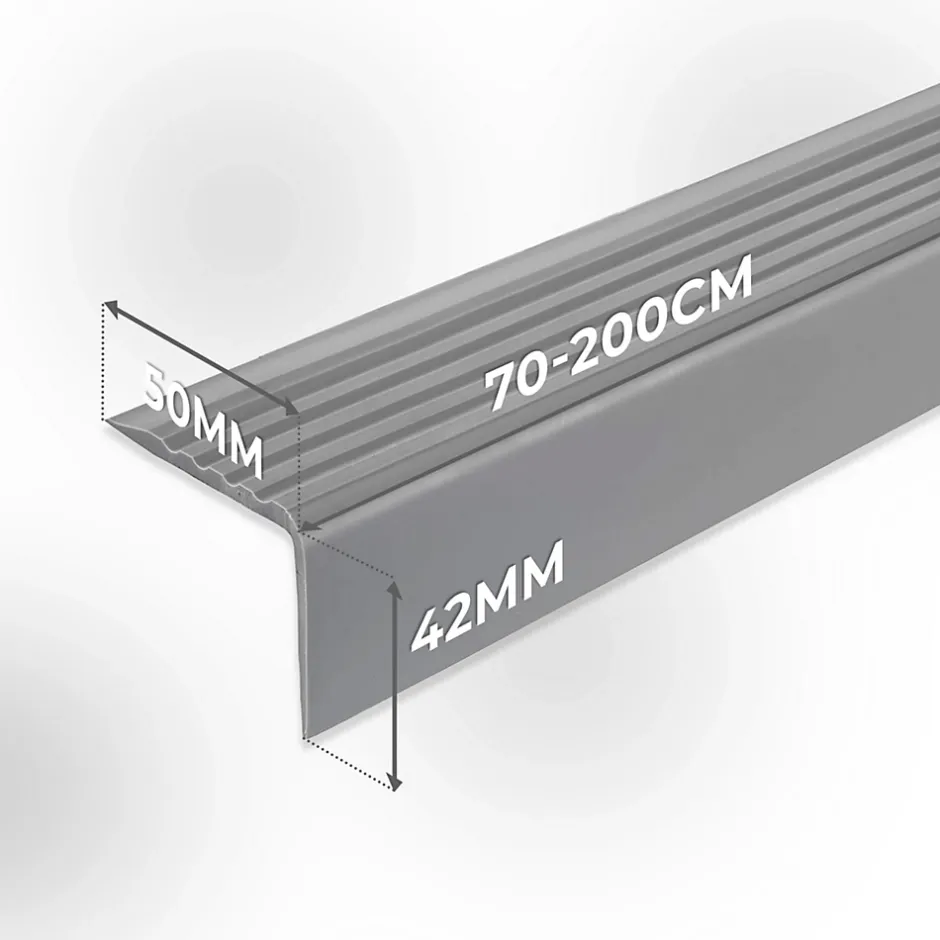 Quest Nez de marche PVC 50x42mm, , profilé d'escalier RGP, auto-adhésif, antidérapant, d'escalier-protection, marron, 0.8m