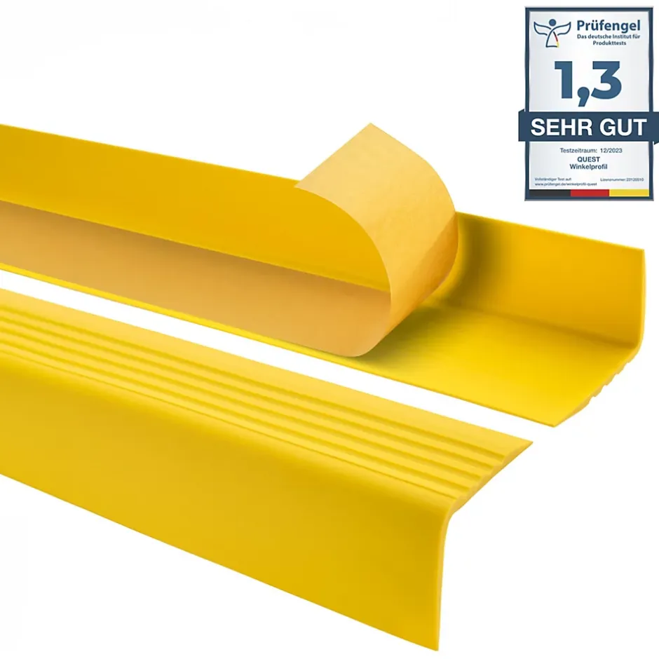 Quest Nez de marche PVC 50x50mm, , SST, profilé d'escalier RGP-O, auto-adhésif, antidérapant, d'escalier-protection, jaune, 1m