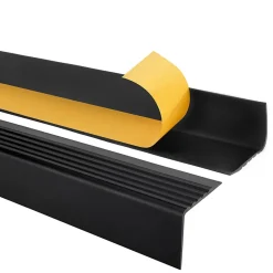 Quest Nez de marche PVC 50x42mm, , profilé d'escalier RGP, auto-adhésif, antidérapant, d'escalier-protection, noir, 1.65m