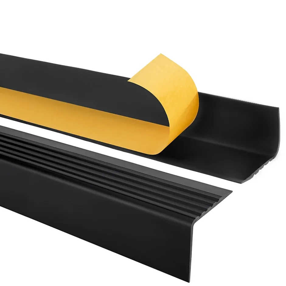 Quest Nez de marche PVC 50x42mm, , profilé d'escalier RGP, auto-adhésif, antidérapant, d'escalier-protection, noir, 1.65m
