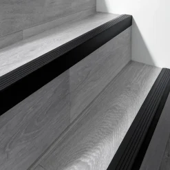 Quest Nez de marche PVC 50x42mm, , profilé d'escalier RGP, auto-adhésif, antidérapant, d'escalier-protection, noir, 1.65m