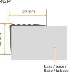 Nez de marche PVC 50x42mm, , profilé d'escalier RGP, auto-adhésif, antidérapant, d'escalier-protection, gris, 1m-Quest Discount
