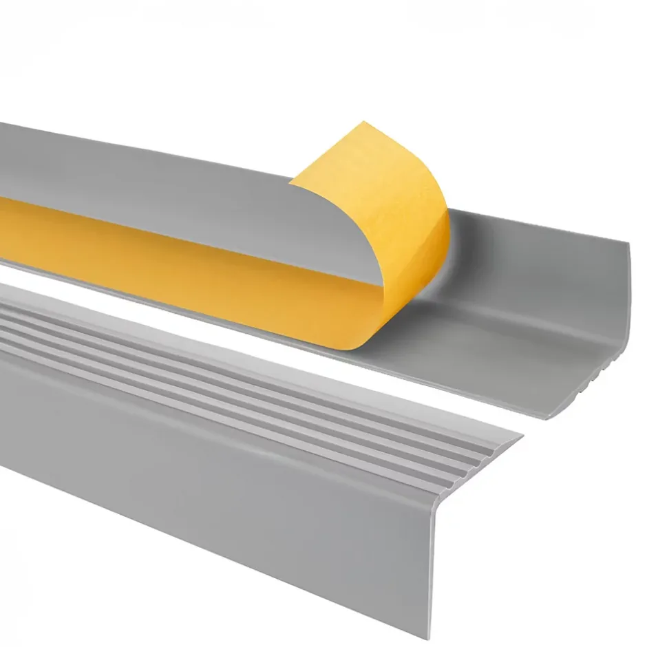 Quest Nez de marche PVC 50x42mm, , profilé d'escalier RGP, auto-adhésif, antidérapant, d'escalier-protection, gris, 0.8m