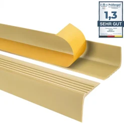 Nez de marche PVC 50x42mm, , profilé d'escalier RGP, auto-adhésif, antidérapant, d'escalier-protection, crémeux, 0.8m-Quest Hot