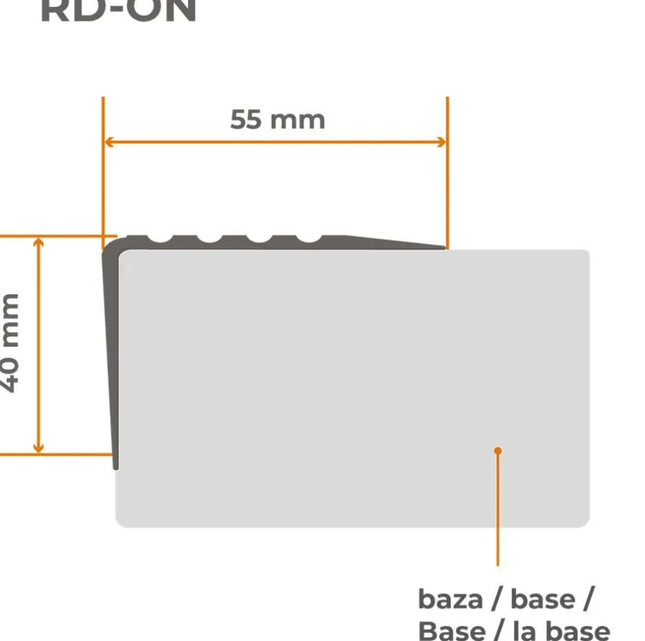 Nez de marche PVC 48x42mm, , profilé d'escalier RD-ON, auto-adhésif, antidérapant, d'escalier-protection, noir, 1.5m-Quest Best