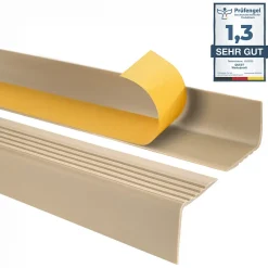 Quest Nez de marche PVC 50x42mm, , profilé d'escalier RGP, auto-adhésif, antidérapant, d'escalier-protection, beige, 1.8m