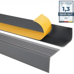 Quest Nez de marche PVC 50x42mm, , profilé d'escalier RGP, auto-adhésif, antidérapant, d'escalier-protection, gris foncé, 1m