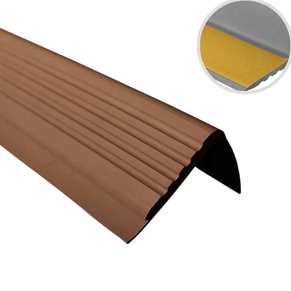 Nez de marche PVC 48x42mm, , profilé d'escalier PMW, auto-adhésif, antidérapant, d'escalier-protection, marron, 1.3m-Quest Discount