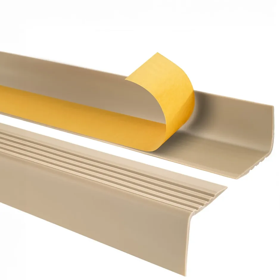 Quest Nez de marche PVC 50x42mm, , profilé d'escalier RGP, auto-adhésif, antidérapant, d'escalier-protection, beige, 1.1m