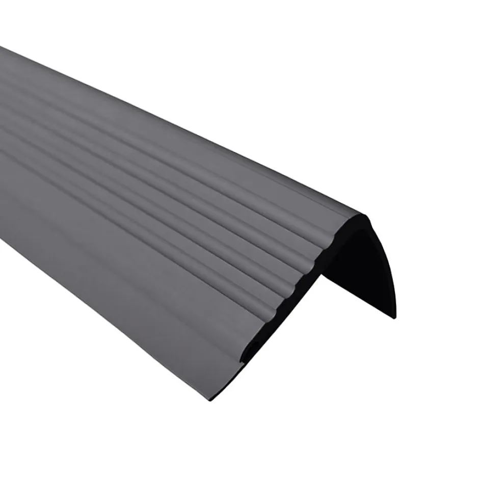 Nez de marche PVC 48x42mm, , profilé d'escalier PMW, auto-adhésif, antidérapant, d'escalier-protection, gris foncé, 0.9m-Quest Hot
