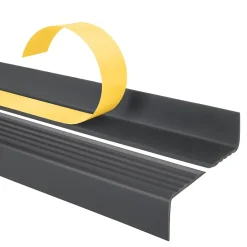 Nez de marche PVC 40x25mm, , profilé d'escalier ND, auto-adhésif, antidérapant, d'escalier-protection, gris foncé, 1.1m-Quest Clearance