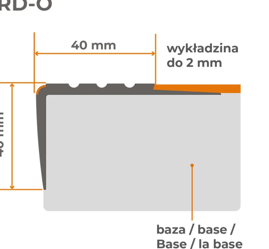 Quest Nez de marche PVC 40x40mm, , SST, profilé d'escalier RD-O, antidérapant, d'escalier-protection, noir, 1.5m