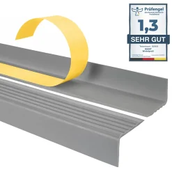 Quest Nez de marche PVC 40x25mm, , profilé d'escalier ND, auto-adhésif, antidérapant, d'escalier-protection, gris, 1.8m