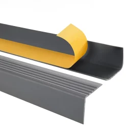 Nez de marche PVC 50x42mm, , profilé d'escalier RGP, auto-adhésif, antidérapant, d'escalier-protection, gris foncé, 1.8m-Quest New