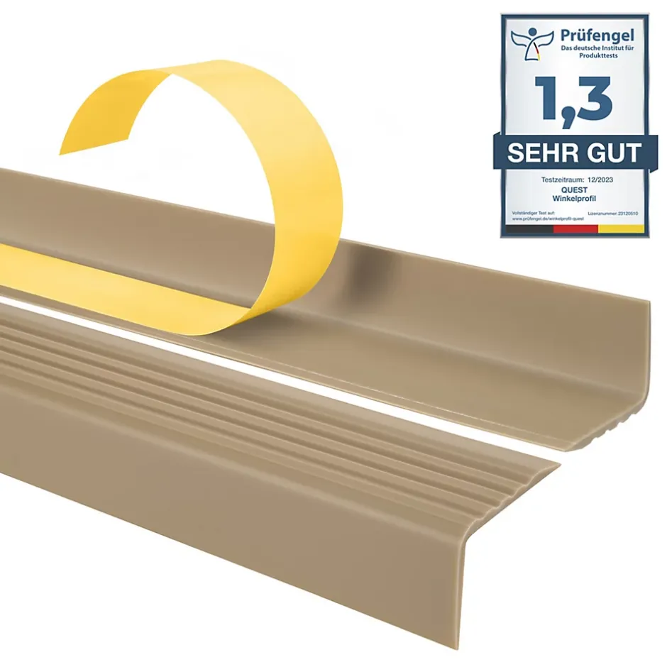 Nez de marche PVC 40x25mm, , profilé d'escalier ND, auto-adhésif, antidérapant, d'escalier-protection, beige, 1.8m-Quest Clearance