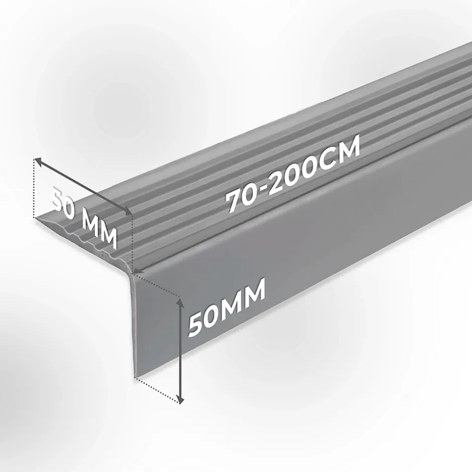 Nez de marche PVC 50x50mm, , SST, profilé d'escalier RGP-O, auto-adhésif, antidérapant, d'escalier-protection, Rouge, 1.3m-Quest Hot