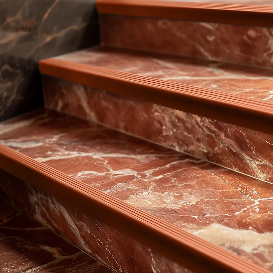 Nez de marche PVC 40x25mm, , profilé d'escalier ND, auto-adhésif, antidérapant, d'escalier-protection, La brique, 1.1m-Quest Clearance