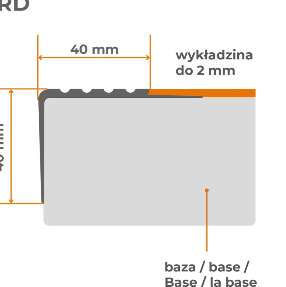 Quest Nez de marche PVC 40x40mm, , profilé d'escalier RD, antidérapant, d'escalier-protection, marron, 1.5m