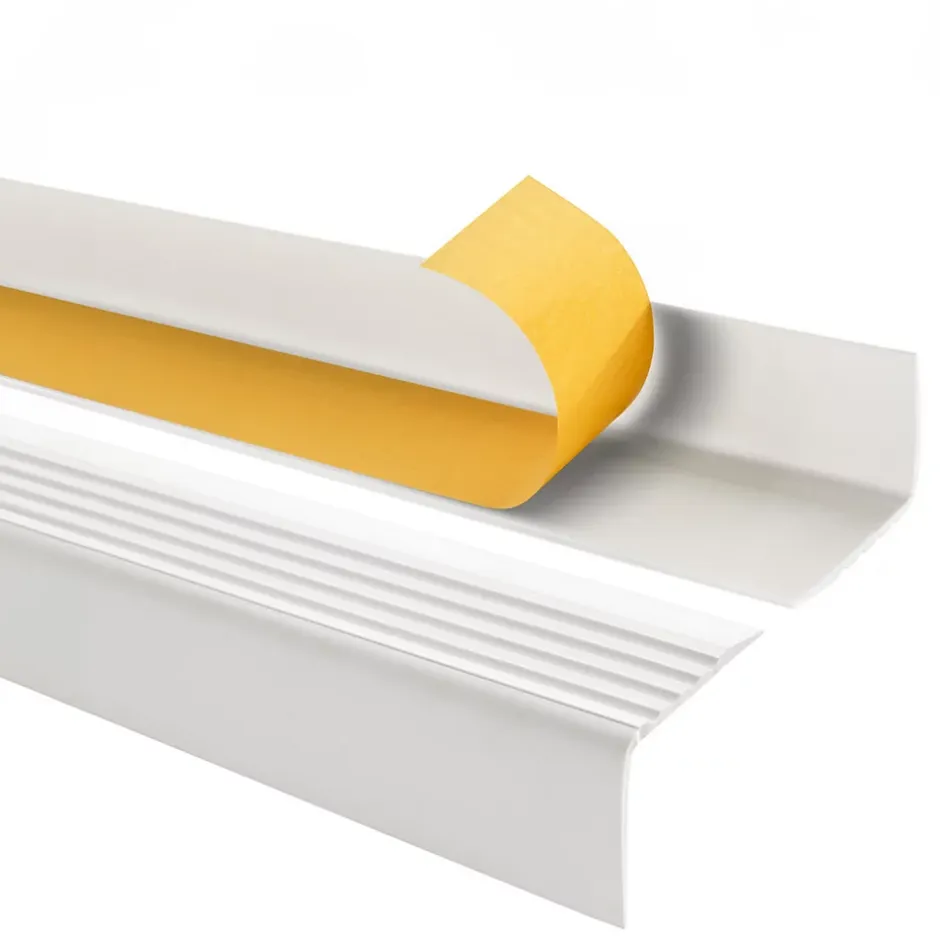 Nez de marche PVC 50x42mm, , profilé d'escalier RGP, auto-adhésif, antidérapant, d'escalier-protection, blanc, 1.3m-Quest