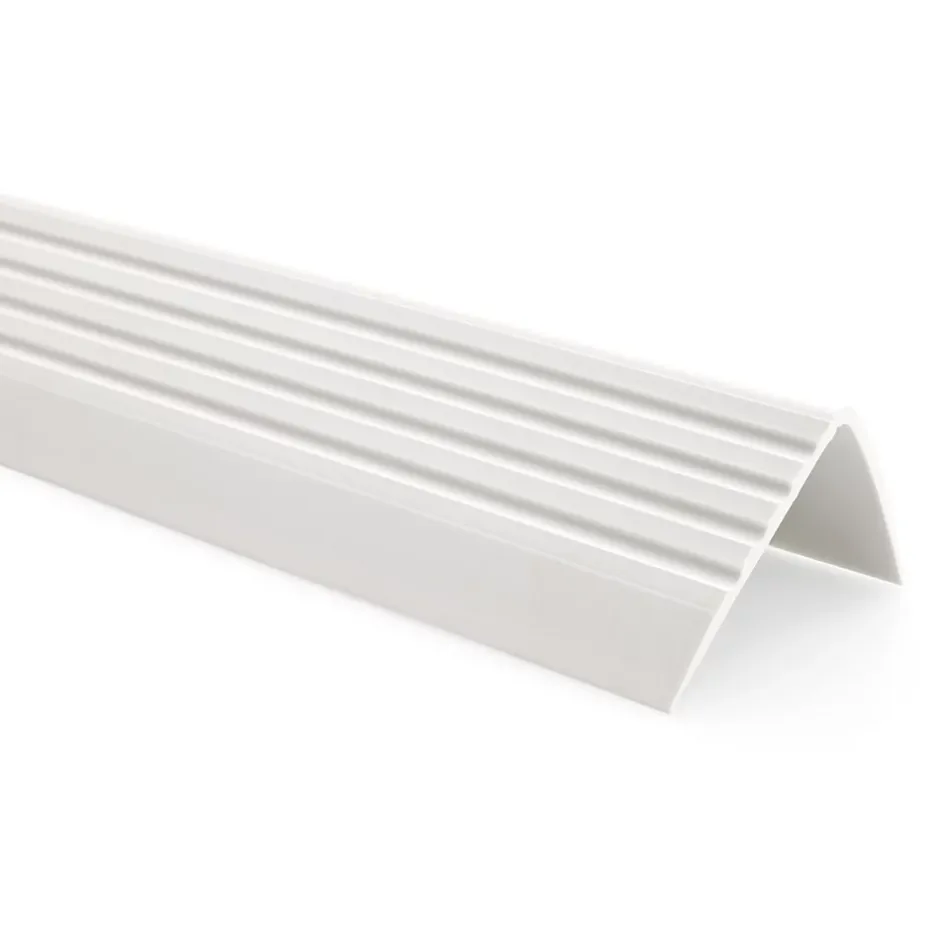 Nez de marche PVC 50x42mm, , profilé d'escalier RGP, auto-adhésif, antidérapant, d'escalier-protection, blanc, 1.3m-Quest