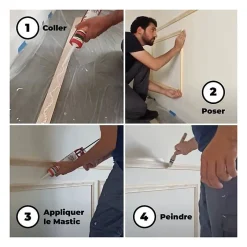 Pro Kit Moulures Soubassement 790527 Bois naturel 4m Décoration murale-Nordlinger New