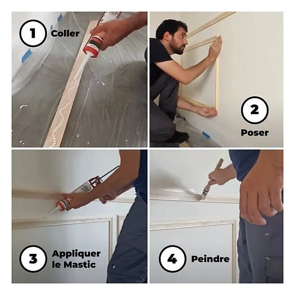 Kit Moulures Soubassement 790525 Bois naturel 4m Décoration murale-Nordlinger Pro New