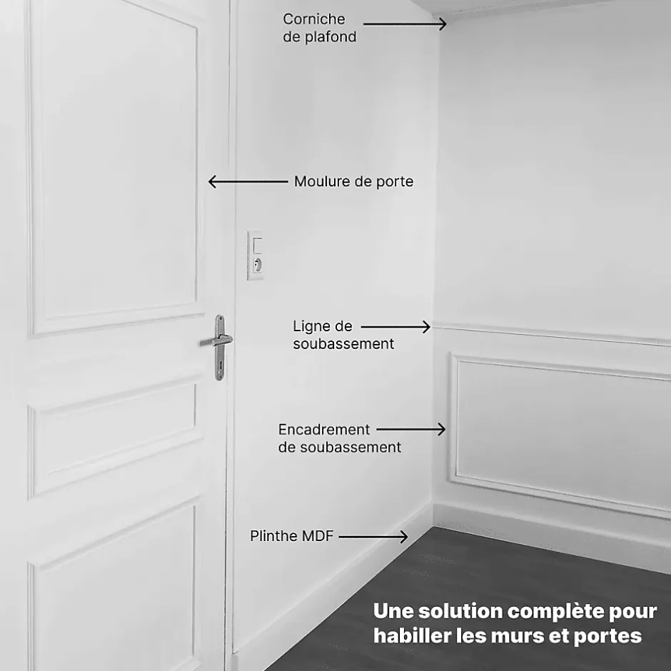 Kit Moulures Soubassement 790525 Bois naturel 4m Décoration murale-Nordlinger Pro New